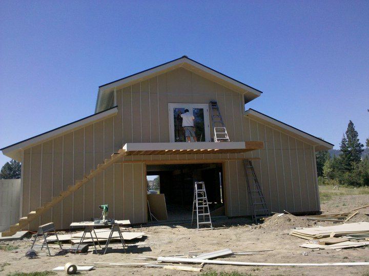 Agricultural pole building under construction