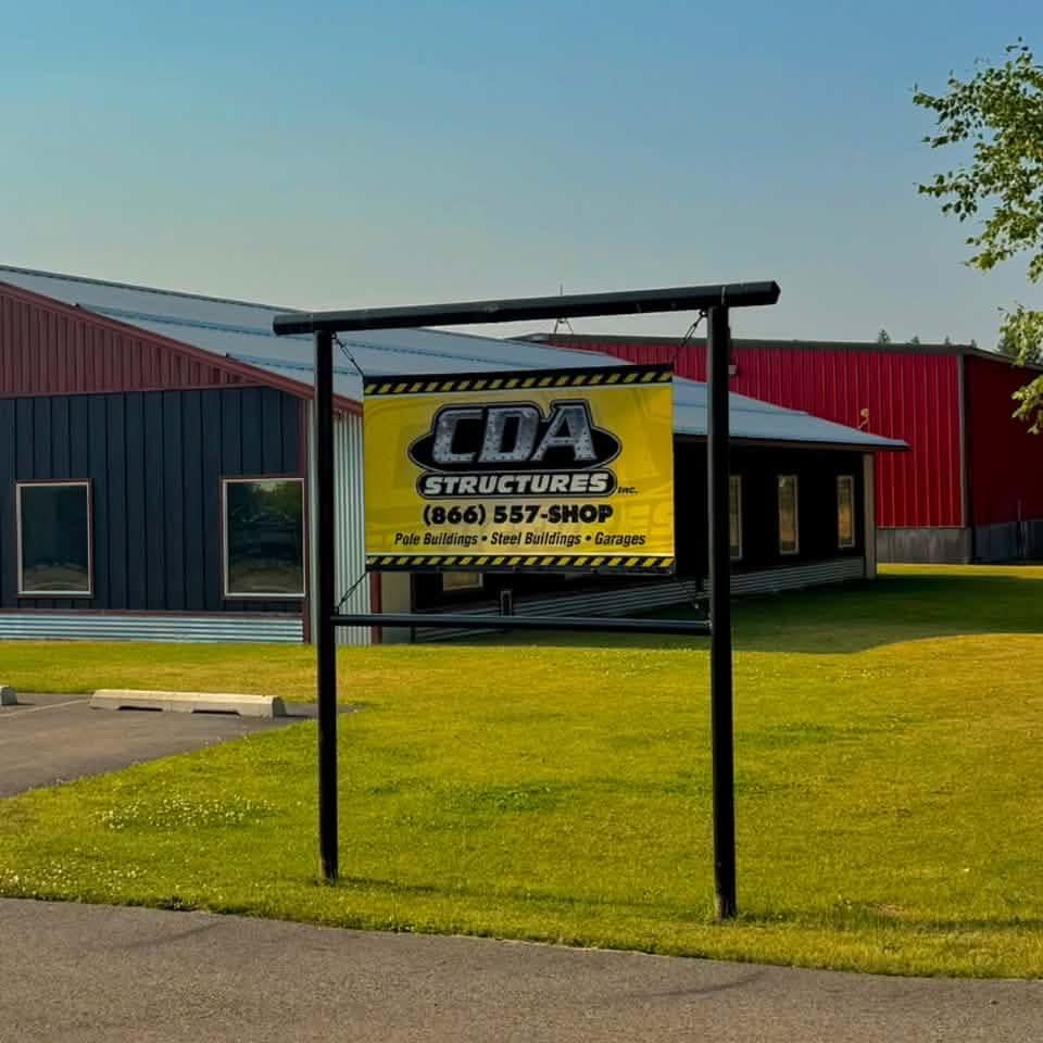 The CDA Structures sign in front of the company's shop