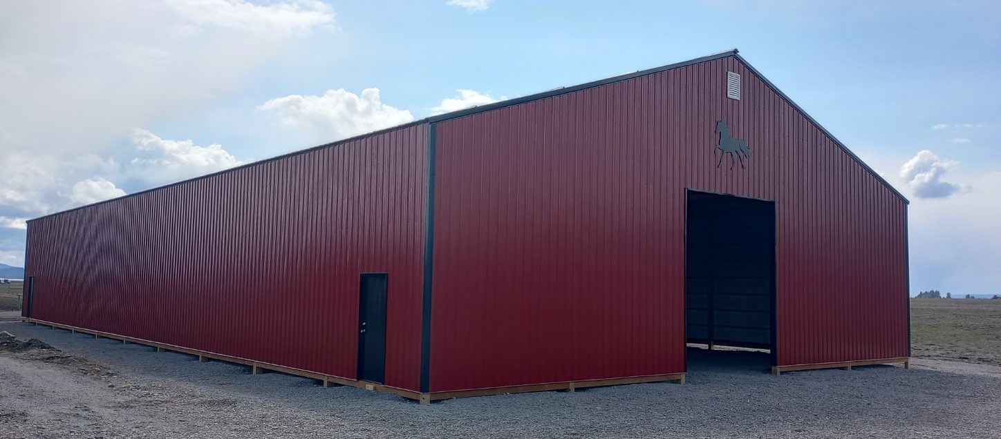 Post-frame riding arena in Rathdrum, Idaho
