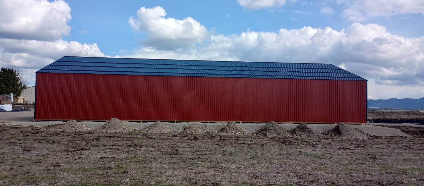 Post-frame riding arena in Rathdrum, Idaho
